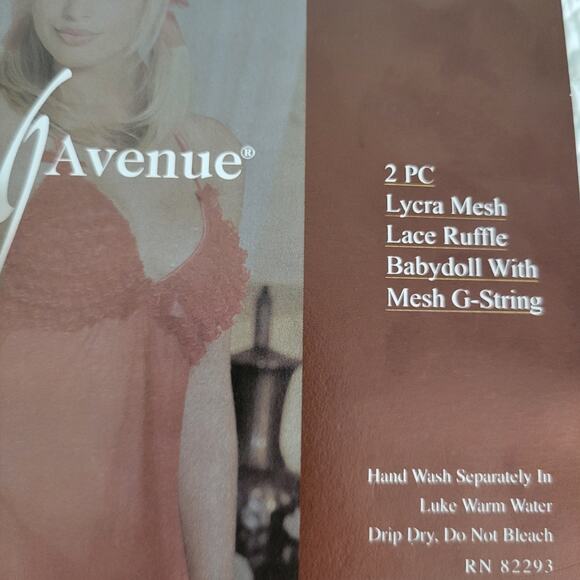 NWT Sexy Leg Ave Ruffle Sheer Mesh Red Lace Wireless Babydoll Lingerie 2pc O/S - Picture 9 of 9